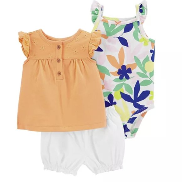 BABY GIRL CARTERS 3 PIECE SHORT SET SIZE 3M  #K29 - Picture 1 of 2